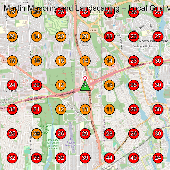 Martin Masonry and Landscaping GeoGrid visibility map for Masonry Contractor in Holbrook